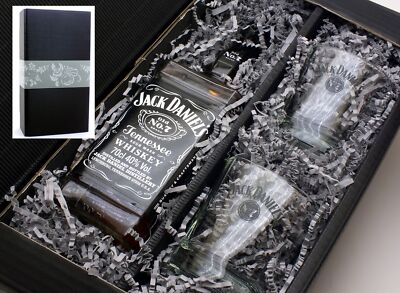 ''meinglas24'' Geschenkkarton mit Jack Daniels Whisky 40% 0,7l + 2 Tumbler Gläser