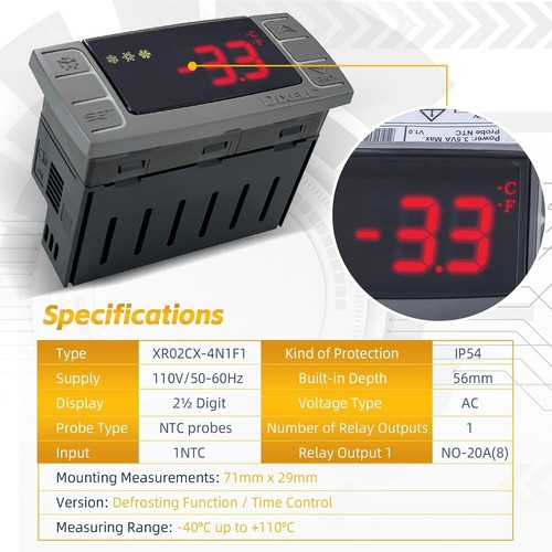 Dixell Digital Thermostat Controller 120V with NTC Probe: Precise Temperature... - Picture 5 of 8