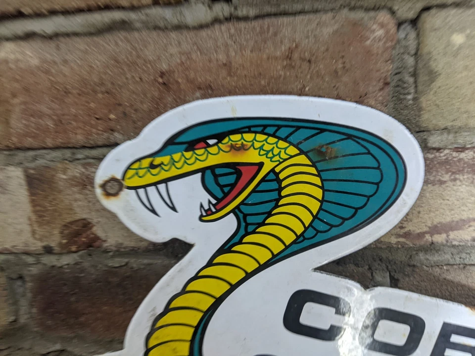 VINTAGE FORD COBRA JET DEALER PORCELAIN DEALERSHIP SIGN 12" X 9" - Image 2 of 4