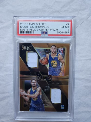 PSA 6 2016-2017 Panini Select Duets RELICS Copper Prizm Steph Curry Klay # 1/49