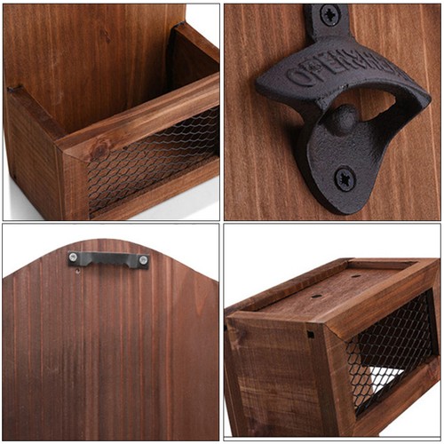Vintage-Flaschenöffner aus Holz, Flaschenöffner mit Kappenfänger für Lasergravur - Bild 2 von 7
