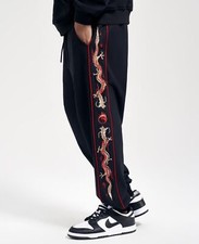 Niepce Unisex Japanese Dragon Embroidery Sweatpants Streetwear Jogger Pants