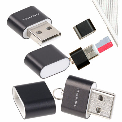PEARL 2er-Set Mini-Cardreader für microSD(HC/XC)-Karten bis 128 GB & USB
