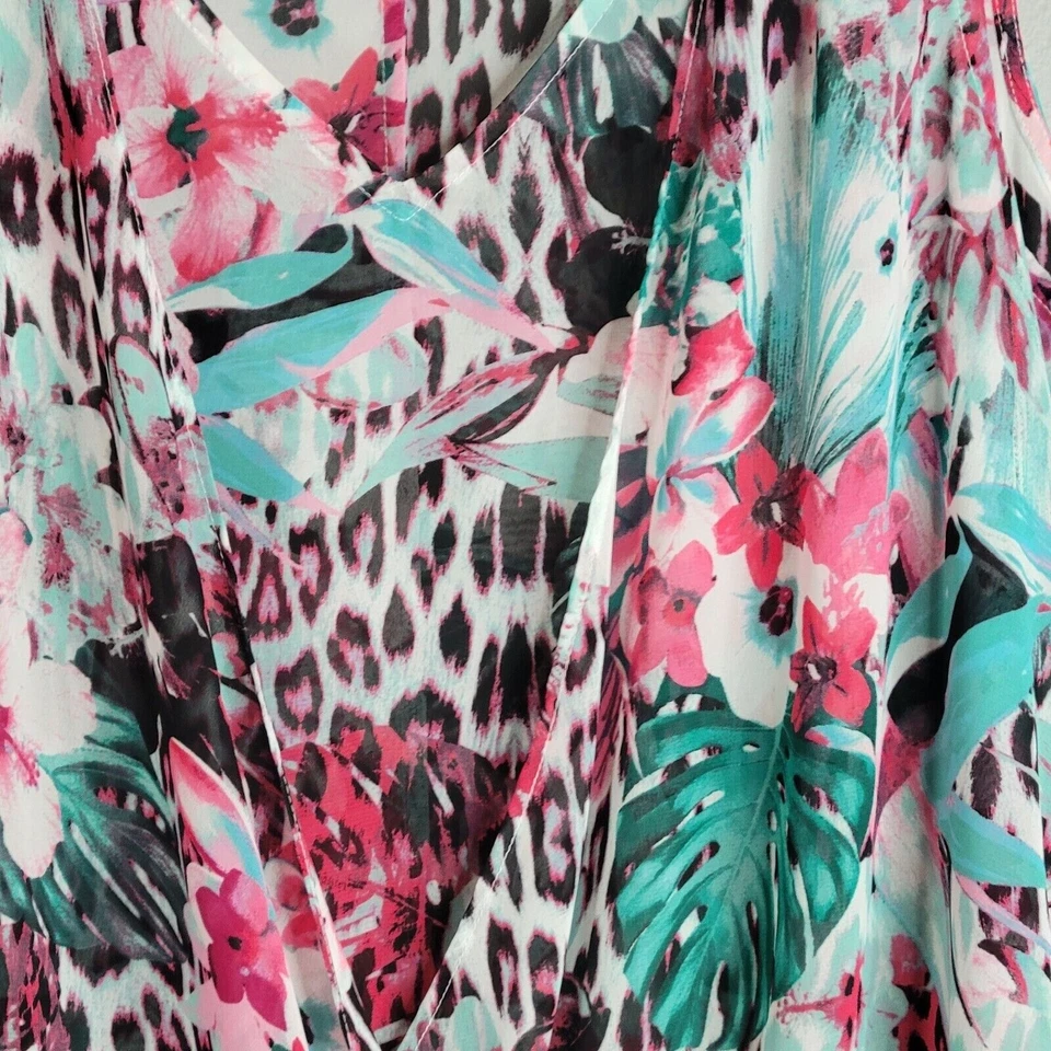 Blusa Jennifer Lopez Mujer L Floral Hombro Frío Acentos Dorados Multicolor Foto 4 de 4