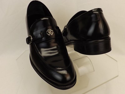 Roberto Cavalli Black Leather Belted Buckle Logo Loafers 9  display picture 2