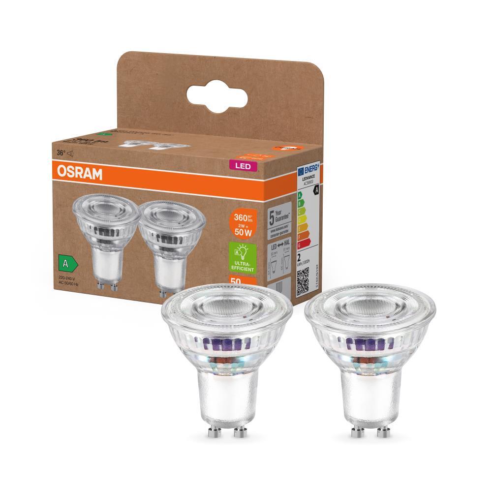 2er OSRAM GU10 LED Strahler besonders effizient 36 ° 2W wie 50W