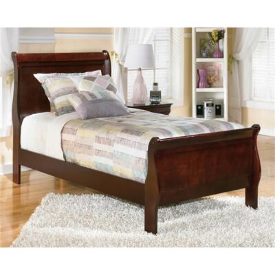 Signature Design by Ashley Alisdair Sleigh Twin Bed in Warm Dark Brown