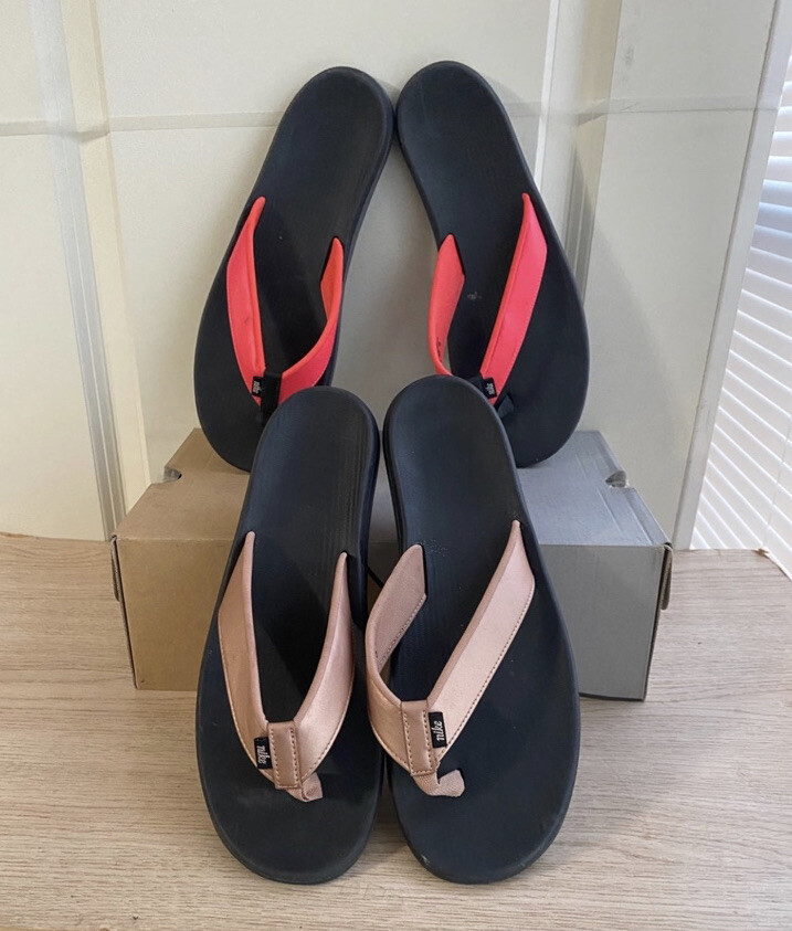 Nike Bella Kai Bundle Rose Gold Black/ Pink Flip Flops Sandals Womens  Size 12