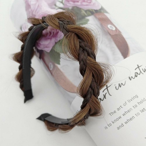 Frauen Mädchen geflochtene Kunstperücke elastisches Seil hübsch geflochten Haarband Stirnband, - Bild 6 von 14