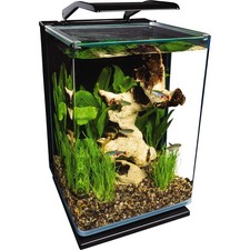 Aquarium Kit Marineland Portrait Glass 5 GAL LED Hidden Filtration Black Gallons