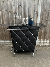 Faux Leather Tufted Bar Table & Accessories