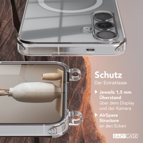 MagSafe TPU Handykette für Samsung Galaxy S25 Plus Hülle mit Band Grau / Schwarz - Zdjęcie 5 z 7