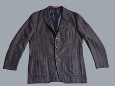 Isaia Dustin Blazer 54 EU 44 US Brown Plaid Cashmere Silk Sport Coat Italy EX 