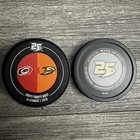 Anaheim Ducks Used Warm Up Puck Vs Hurricanes Stadium Series Jersey 25th Tin Can — photo 1