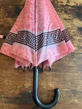 Vintage Pink All Over Rim Graphic Plastic Handle  Pull Up Cover Umbrella