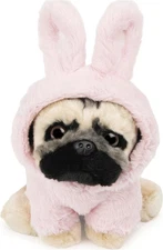 GUND Doug The Pug 9" Fuzzy Pink Bunny Hoodie Doug Plush Stuffed Animal | Pink,