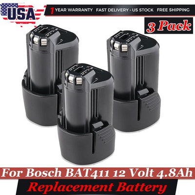 #ad 3 PACK For Bosch 12V BAT411 4.8Ah Lithium Battery BAT412 BAT414 GSR GDR GSB GWI $87.99