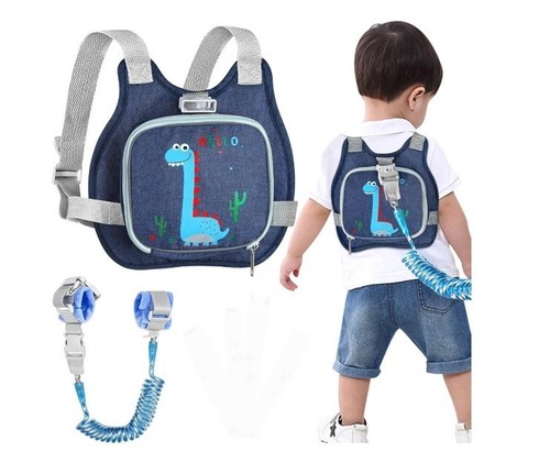 Toddler Harness Leash+ anti Lost Wrist Link, Accmor Cute Dinosaur Kids Harness w
