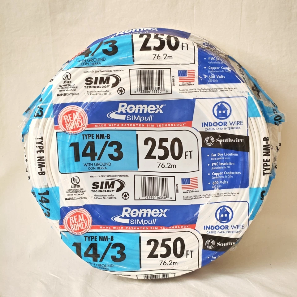 250 ft  14/3 NM-B With Ground Romex Solid Copper Indoor Wire Southwire NMB - Image 2 of 2