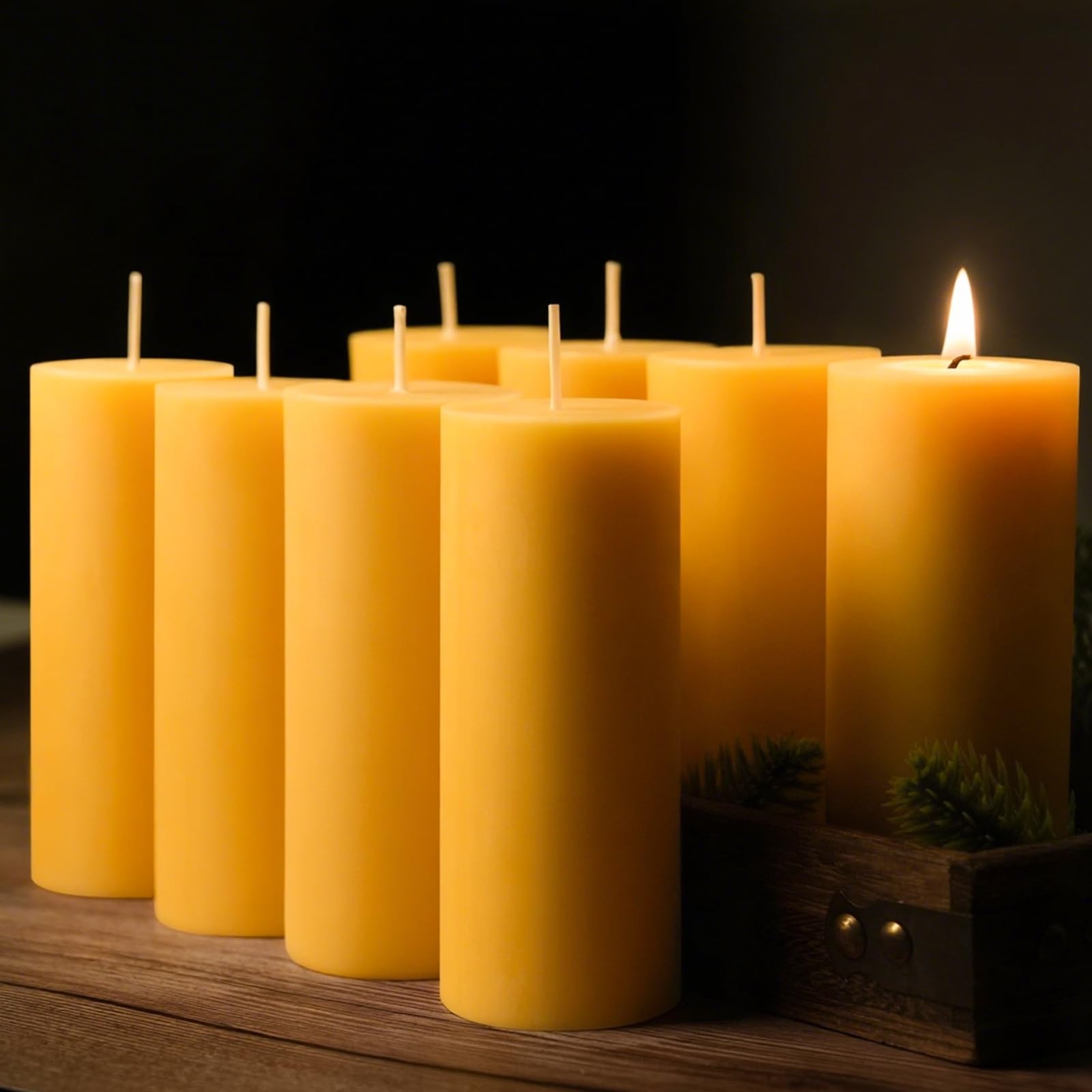 8 Packs Beeswax Candles, 2x5 Inch Natural Beeswax Pillar Can