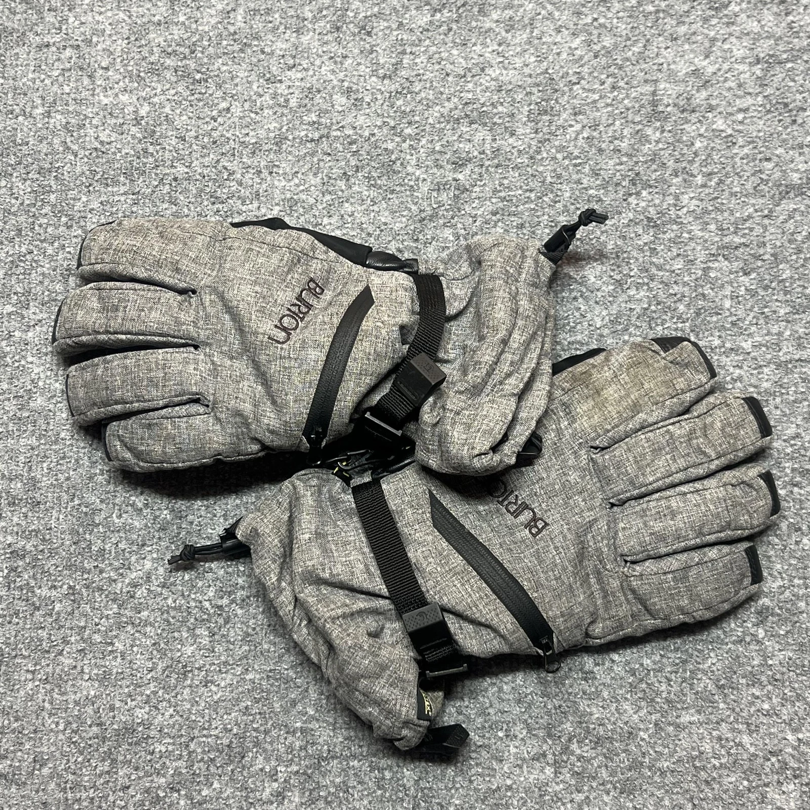 Burton GORE-TEX Gloves Womens Large Gray Leather Palm Insulated Ski Snowboard