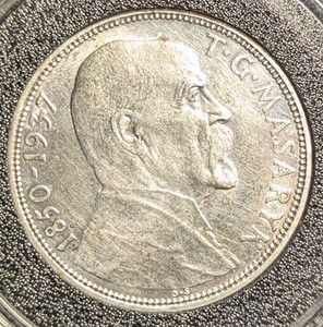 About Uncirculated 1937  Czechoslovakia 20 Korun silver crown Masaryk