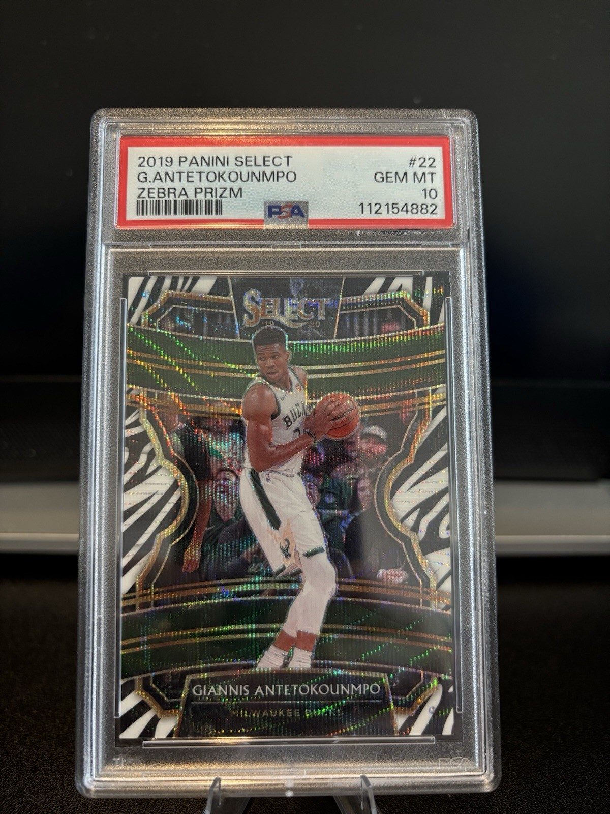 2019-20 Panini Select Giannis Antetokounmpo Zebra Prizm #22 PSA 10
