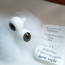 Lauschaer Glasaugen mundgeblasen 22mm grün-blau für Rebornpuppe