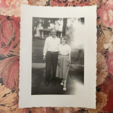 VTG 40s Snapshot Photo Couple Husband Wife Smiling Love Portrait WWII Era