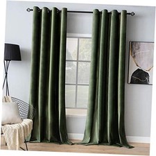 Velvet Curtains Elegant Grommet Curtain 52"W x 84"L Pack of 2 Olive Green