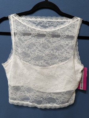 Lace White Cropped Tank Top New with Tags Size Medium New with Tags
