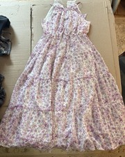 Girls Lavender Flower Tiered Ruffle Dress Pink Size 10