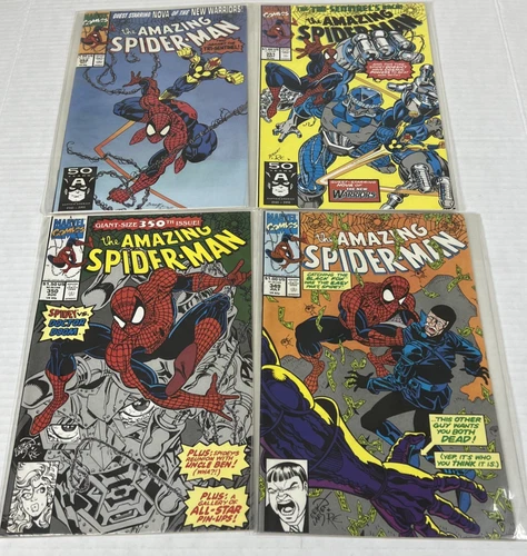 Spider-Man Mixed Lot of 4 Vintage Marvel Comics Numbers 349, 350, 351 & 352