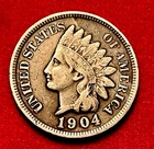 1904 Indian Cent. Gem Coin. Very Fine. JC-423