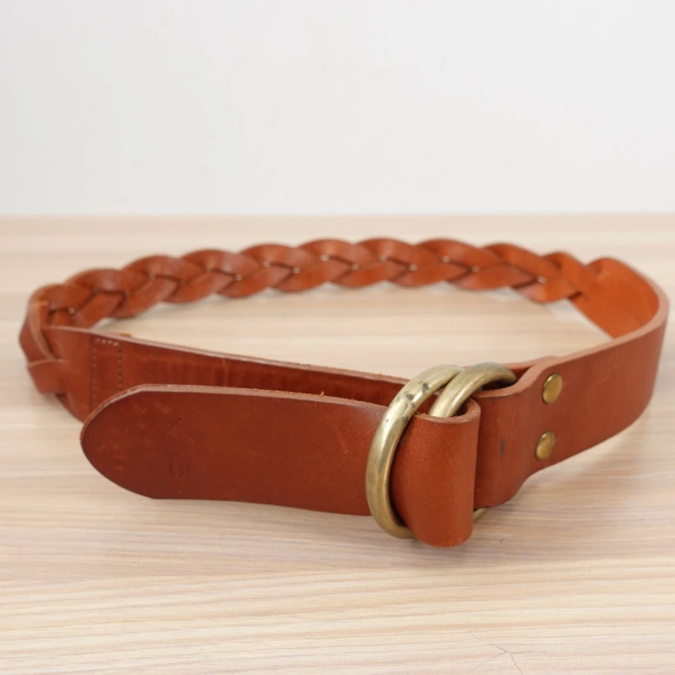 Cinturón Vintage Ralph Lauren PEQUEÑO Cuero Marrón Western Trenzado Doble Anillo 32 80 Foto 2 de 4