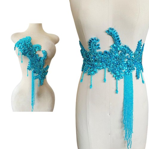 Pure Handmade Rhinestone Fringe Patch Trim Crystal Beaded Applique for Sewing...