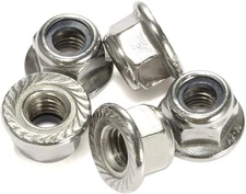 M8-1.25 Serrated Flange Nylon Insert Lock Nuts Flanged Locknuts, 304 Stainless S