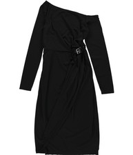 Ralph Lauren Womens Buckle Trim Jersey Off-Shoulder Dress