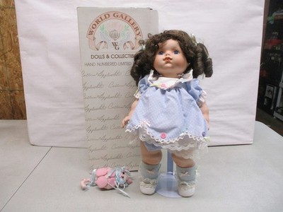 World Gallery Dolls and Collectibles Porcelain Doll with Cat
