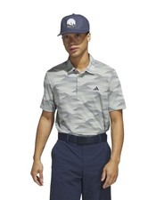  70 Adidas Men  s Speed Stripped Polo Shirt Performance Golf- Silver -Large -New