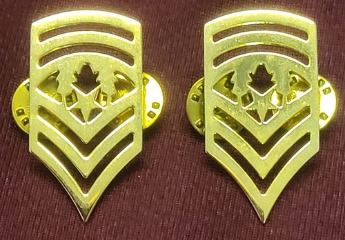 PAIR OF US ARMY COMMAND SERGEANT MAJOR RANK METAL PIN BADGE
