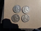 FRANKLIN HALF DOLLARS -DENVER MINT -1952-1957-1962-1963.FOUR CIRCULATED SILVER