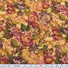 Vintage 2001 Classic Cottons Florals on Tan Cotton Fabric by the HALF YARD