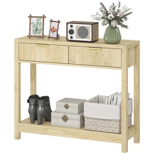HOMCOM Modern Console Table with Fluted Panel Drawers, Narrow Hallway Table - Picture 11 of 11