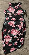 GUESS Los AngelesFloral Ruched Side Bodycon Dress L. Lined. Sleeveless