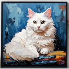 ORIGINAL Oil PAINTING on Canvas Cat Textured Artwork 10x10 in Custom Order