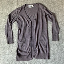 DG2 by Diane Gilman Cardigan Duster Medium Gray Cotton Rayon Knit