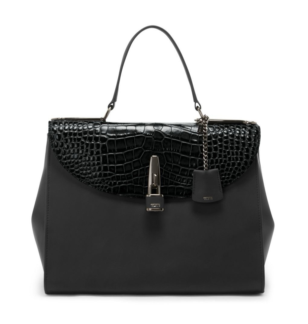 Tumi Mezzanine Rivera Satchel Crocodile Embossed Leather Charcoal - Brand NEW