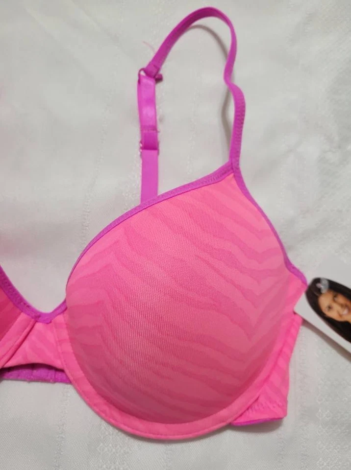 Sujetador Camiseta Convertible So 34A o 34C Choice Con Aros Nuevo Con Etiquetas Rosa Estampado Cebra Foto 3 de 4