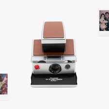 Polaroid sx-70 instant film camera vintage 70s original brown  silver skin,
